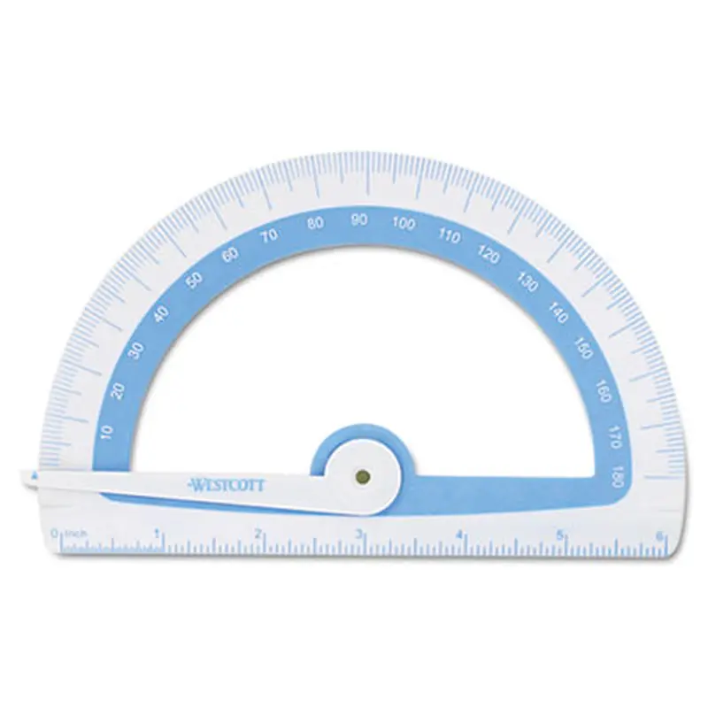 Soft Touch School Protractor with Antimicrobial Product Protection, Plastic, 6" Ruler Edge, Assorted Colors - Protractors | Westcott
