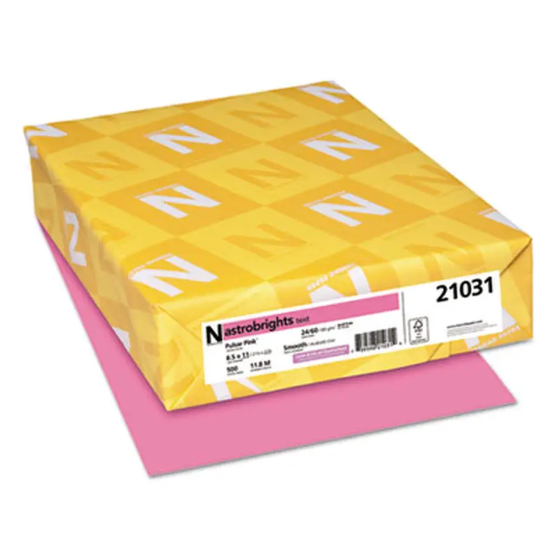 Color Paper, 24 lb Bond Weight, 8.5 x 11, Pulsar Pink, 500/Ream - Copy Paper | Astrobrights