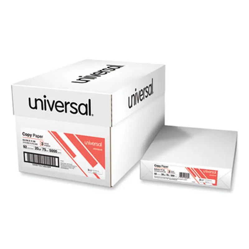 Copy Paper, 92 Bright, 3-Hole, 20 lb Bond Weight, 8.5 x 11, White, 500 Sheets/Ream, 10 Reams/Carton - Copy Paper | Universal