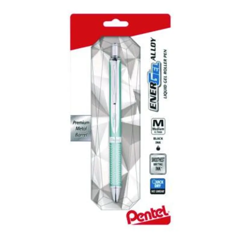 EnerGel Alloy RT Gel Pen, Retractable, Medium 0.7 mm, Black Ink, Blue/Aluminum Barrel - Pens | Pentel