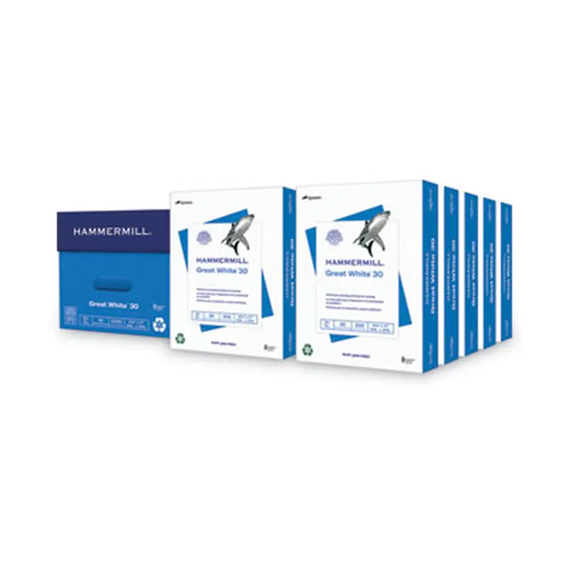 Great White 30 Recycled Print Paper, 92 Bright, 20 lb Bond Weight, 8.5 x 11, White, 500 Sheets/Ream, 10 Reams/Carton - Copy Paper | Hammermill