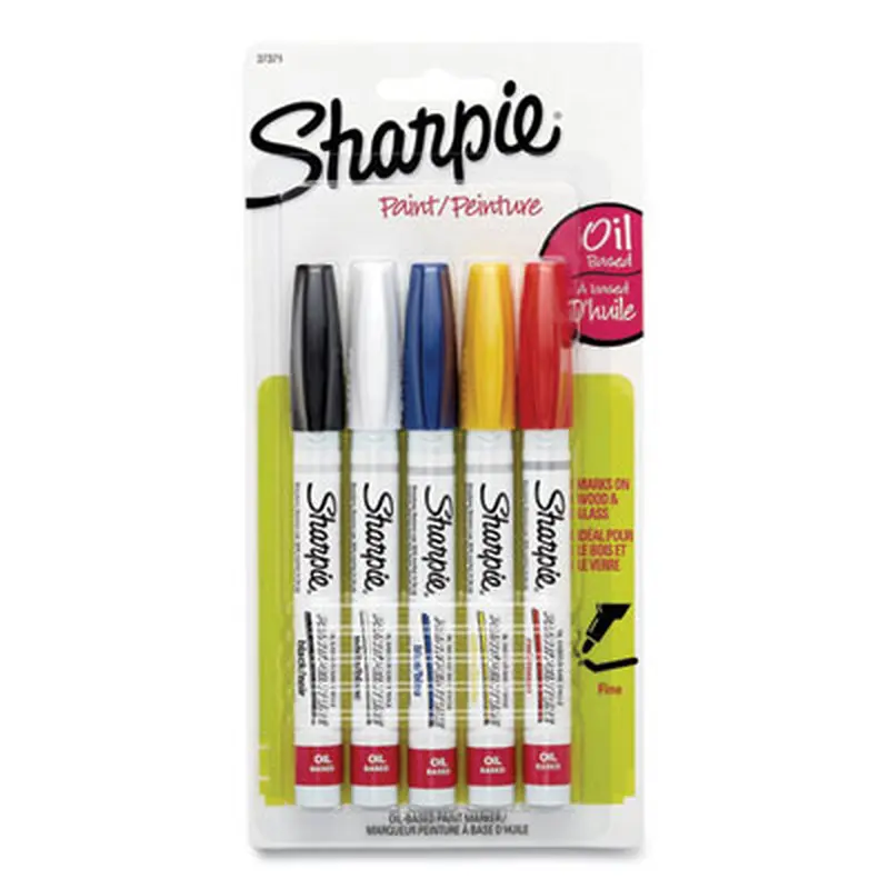 Permanent Paint Marker, Fine Bullet Tip, Assorted Colors, 5/Pack - Markers | Sharpie