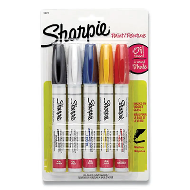 Permanent Paint Marker, Medium Bullet Tip, Assorted Colors, 5/Pack - Markers | Sharpie