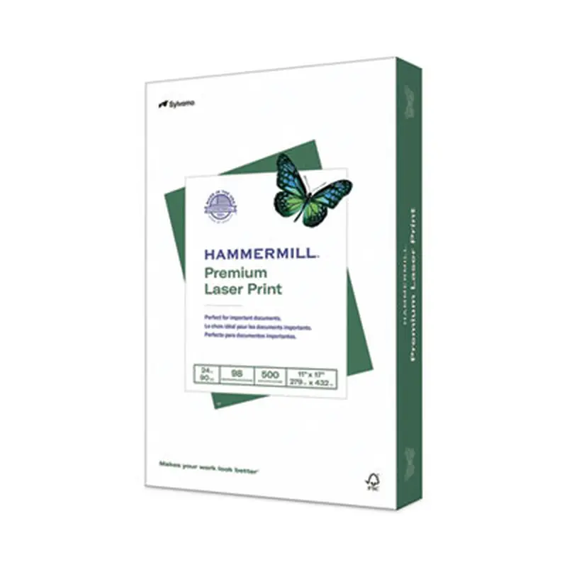 Premium Laser Print Paper, 98 Bright, 24 lb Bond Weight, 11 x 17, White, 500/Ream - Copy Paper | Hammermill