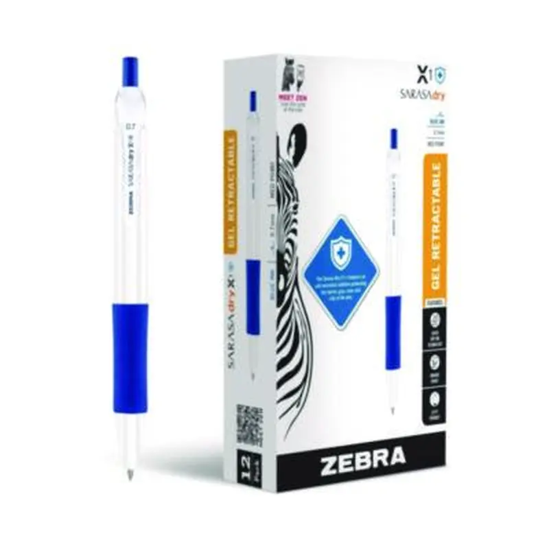 Sarasa Dry X1  Gel Pen, Retractable, Medium 0.7 mm, Blue Ink, White/Blue Barrel, 12/Pack - Pens | Zebra