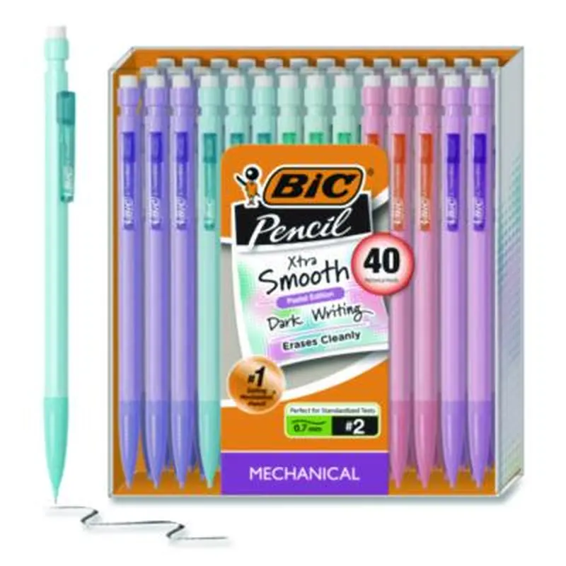 Xtra Smooth Mechanical Pencil, HB #2 Black Lead, Assorted Pastel Color Barrels, 40/Pack - Pencils | BIC