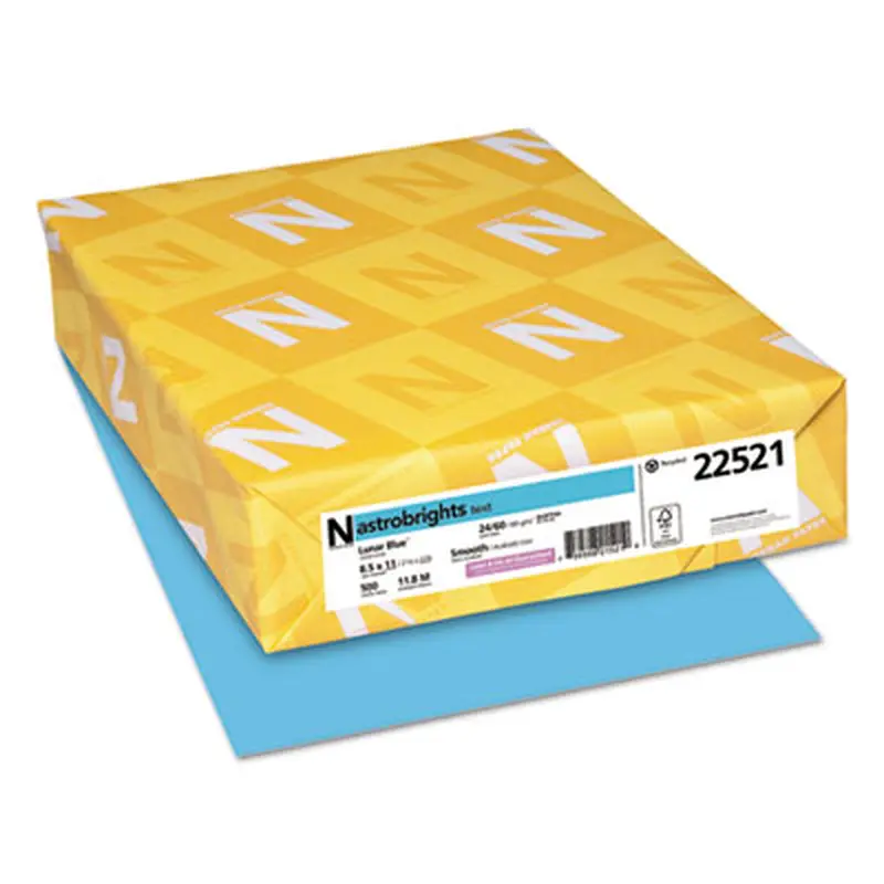Color Paper, 24 lb Bond Weight, 8.5 x 11, Lunar Blue, 500 Sheets/Ream - Copy Paper | Astrobrights