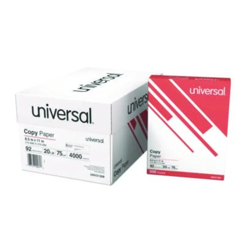 Copy Paper Convenience Carton, 92 Bright, 20 lb Bond Weight, 8.5 x 11, White, 500 Sheets/Ream, 8 Reams/Carton - Copy Paper | Universal