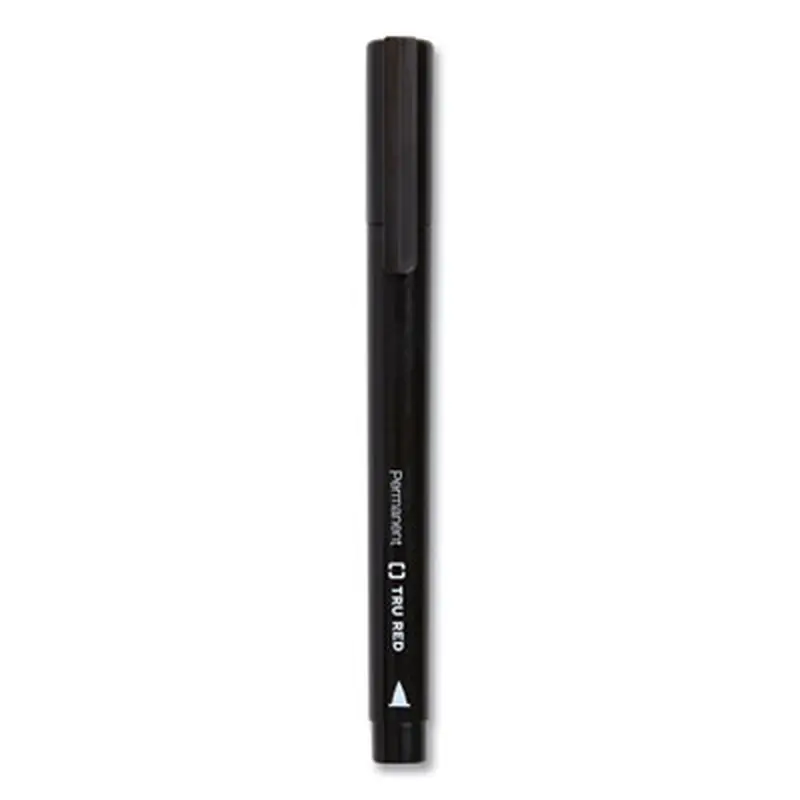 Permanent Marker, Pen-Style, Fine Bullet Tip, Black, 5/Pack - Markers | TRU RED