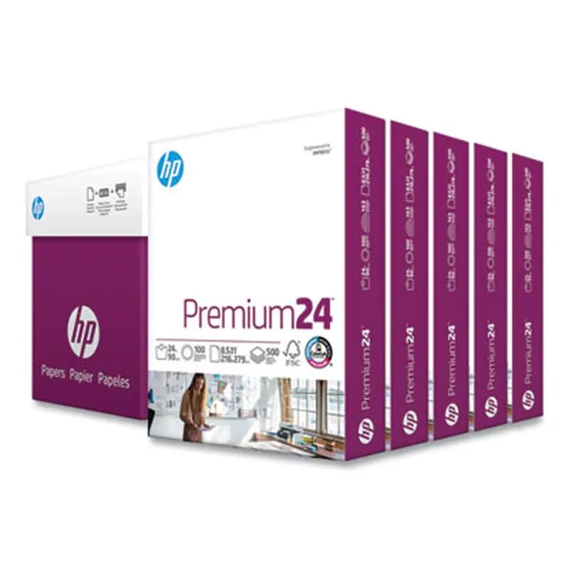 Premium24 Paper, 98 Bright, 24 lb Bond Weight, 8.5 x 11, Ultra White, 500 Sheets/Ream, 5 Reams/Carton - Copy Paper | HP Papers