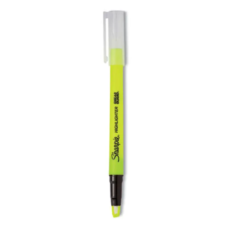 Clearview Pen-Style Highlighter, Fluorescent Yellow Ink, Chisel Tip, Yellow/Black/Clear Barrel, 3/Pack - Highlighters | Sharpie