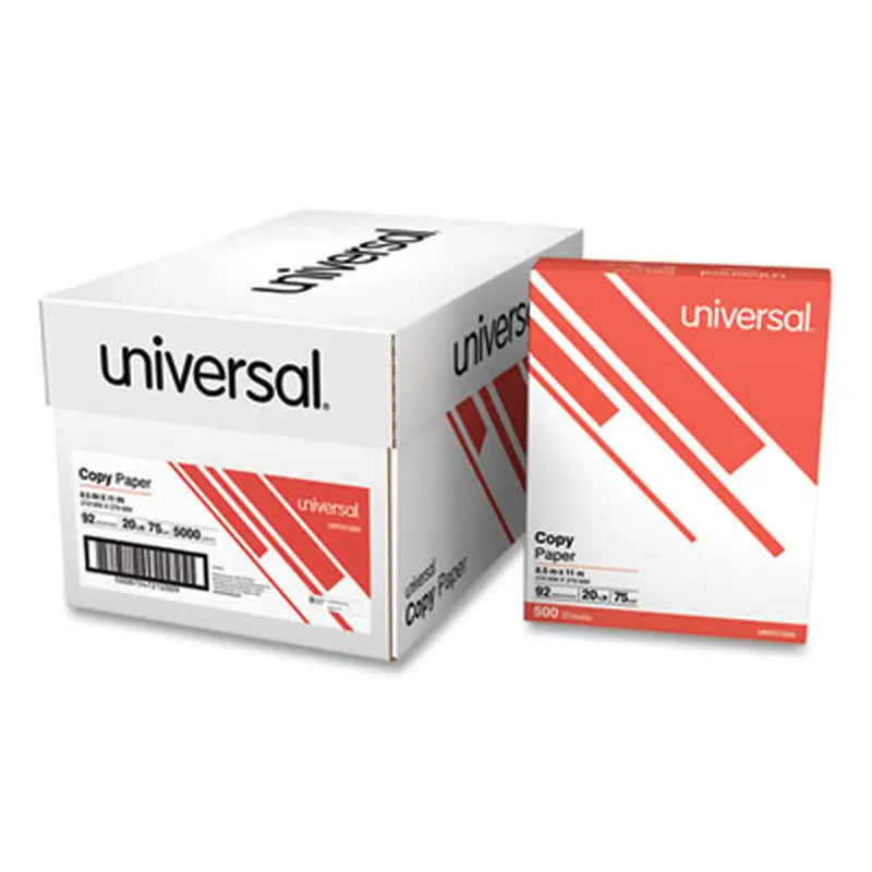 Copy Paper, 92 Bright, 20 lb Bond Weight, 8.5 x 11, White, 500 Sheets/Ream, 10 Reams/Carton - Copy Paper | Universal