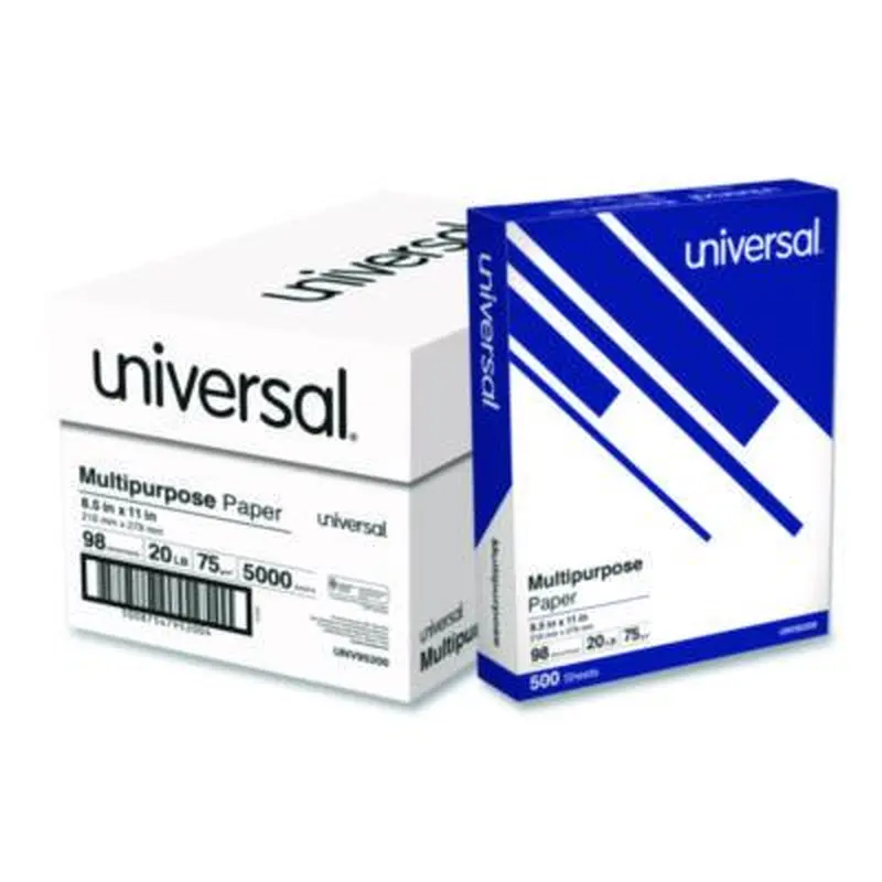 Deluxe Multipurpose Paper, 98 Bright, 20 lb Bond Weight, 8.5 x 11, Bright White, 500 Sheets/Ream, 10 Reams/Carton - Copy Paper | Universal