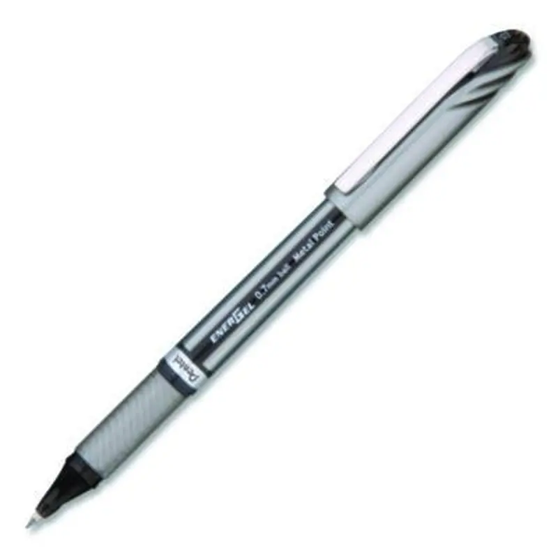 EnerGel NV Gel Pen, Stick, Medium 0.7 mm, Black Ink, Gray/Black Barrel - Pens | Pentel