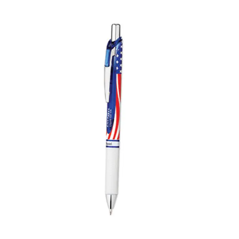 EnerGel RTX Stars and Stripes Gel Pen, Retractable, Medium 0.7 mm, Black Ink, Red/White/Blue Barrel, Dozen - Pens | Pentel