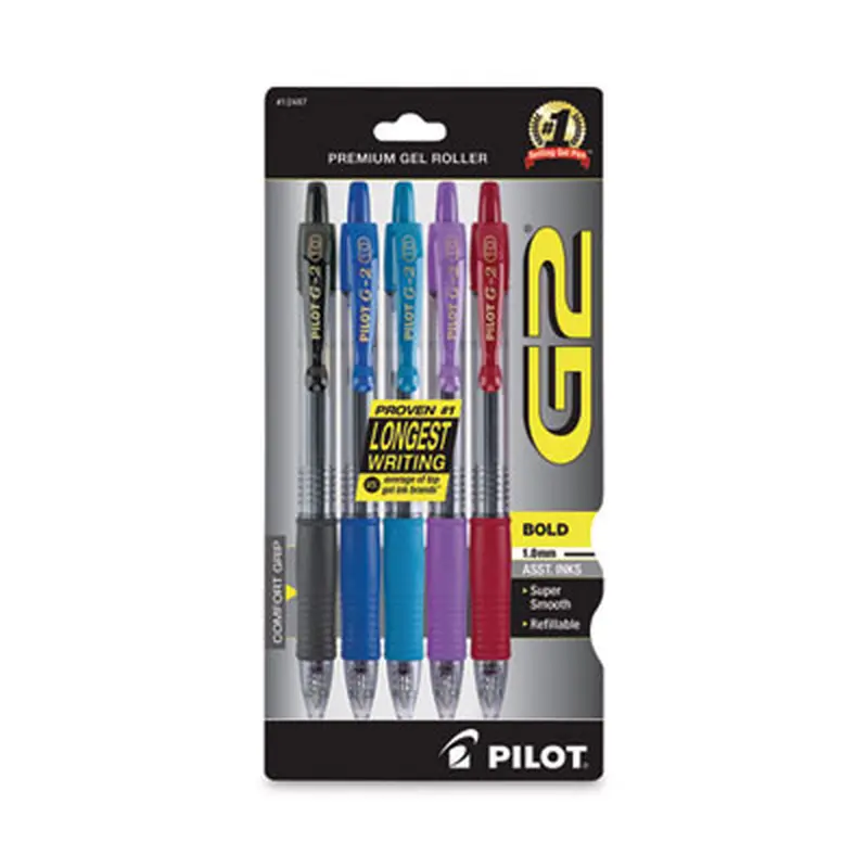 G2 Premium Gel Pen, Retractable, Bold 1 mm, Assorted Ink and Barrel Colors, 5/Pack - Pens | Pilot