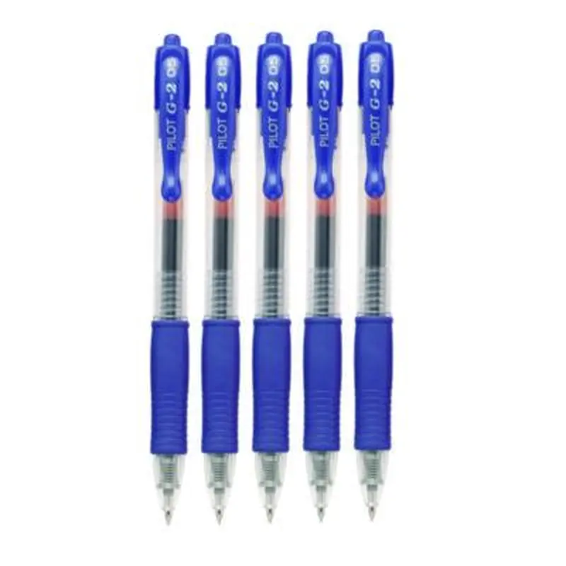 G2 Premium Gel Pen, Retractable, Extra-Fine 0.5 mm, Blue Ink, Smoke/Blue Barrel, 5/Pack - Pens | Pilot