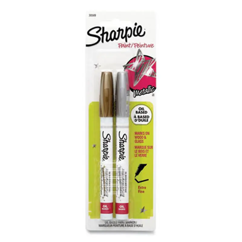 Permanent Paint Marker, Fine Bullet Tip, Assorted Metallic Colors, 2/Pack - Markers | Sharpie