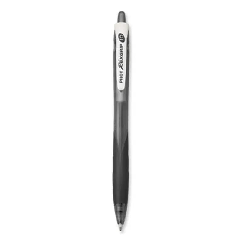 RexGrip BeGreen Ballpoint Pen, Retractable, Medium 1 mm, Black Ink, Smoke/Black Barrel, Dozen - Pens | Pilot