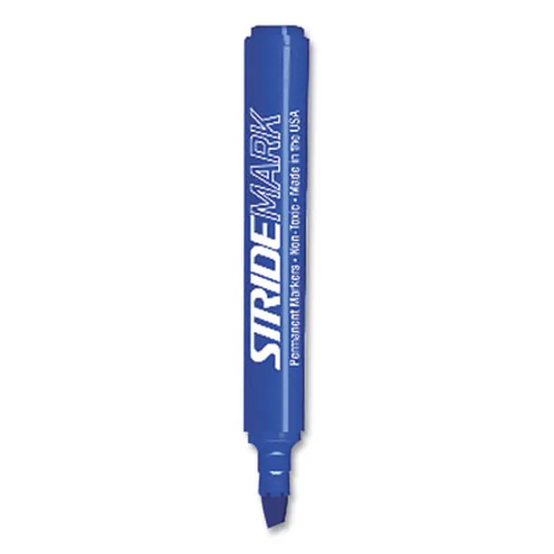 StrideMark Tank Permanent Marker, Broad Chisel Tip, Blue, 12/Pack - Markers | Stride