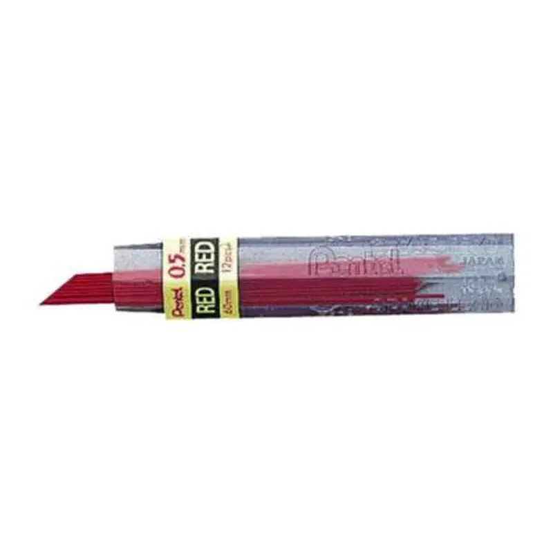 Colored Lead Refill, 0.5 mm, HB, Red, 12 Leads/Tube, 3 Tubes - Pencil Lead | Pentel