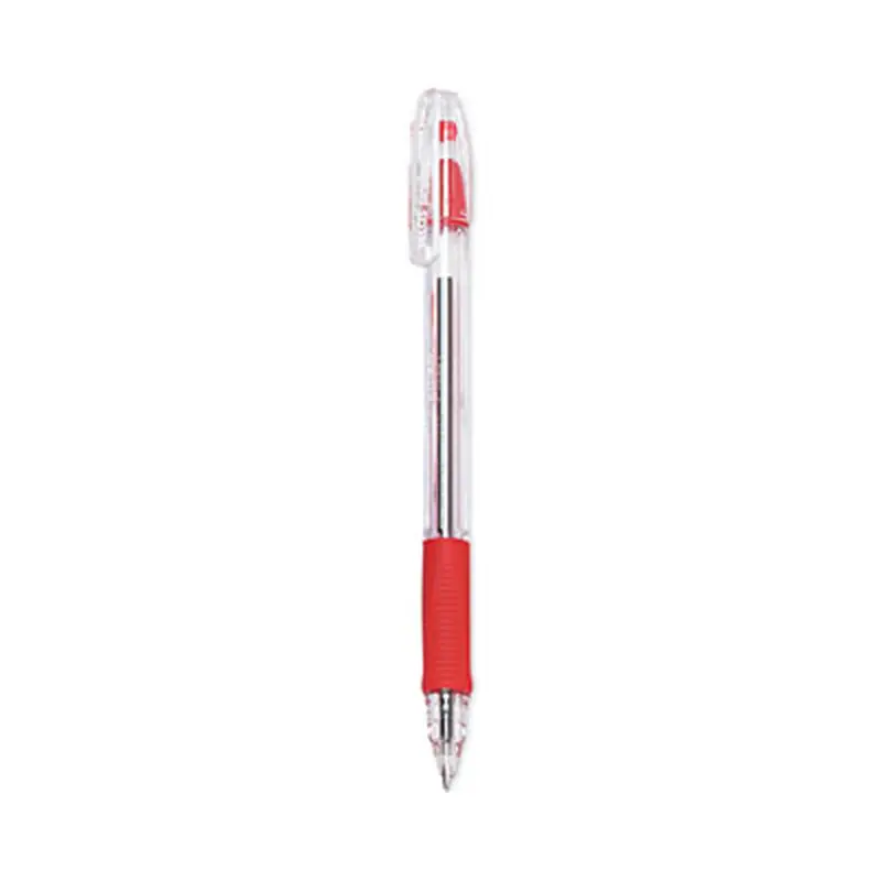 EasyTouch Ballpoint Pen, Stick, Fine 0.7 mm, Red Ink, Clear/Red Barrel, Dozen - Pens | Pilot