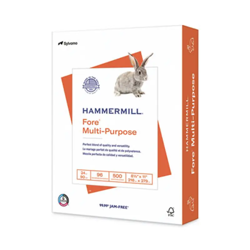 Fore Multipurpose Print Paper, 96 Bright, 24 lb Bond Weight, 8.5 x 11, White, 500 Sheets/Ream - Copy Paper | Hammermill