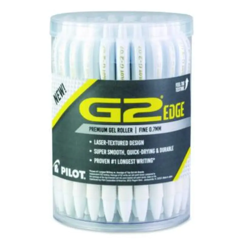 G2 Edge Premium Gel Roller Pen, Retractable, Fine 0.7 mm, Black Ink, White Barrel, 36/Pack - Pens | Pilot