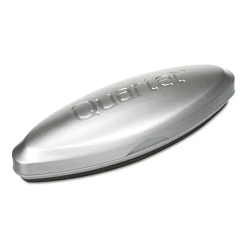 Premium Magnetic 3-in-1 Glass Board Eraser, 6.5" x 2" x 1.38", Silver - Board Erasers | Quartet