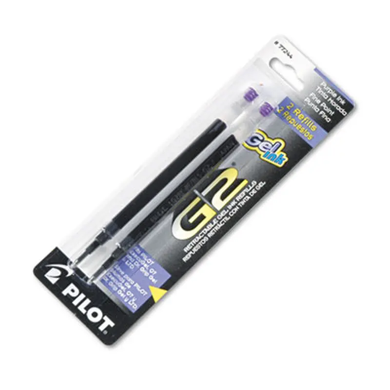 Refill for Pilot B2P, Dr Grip, G2, G6, MR Metropolitan, Precise BeGreen and Q7 Gel Pens, Fine Tip, Purple Ink, 2/Pack - Pen & Marker Refills | Pilot