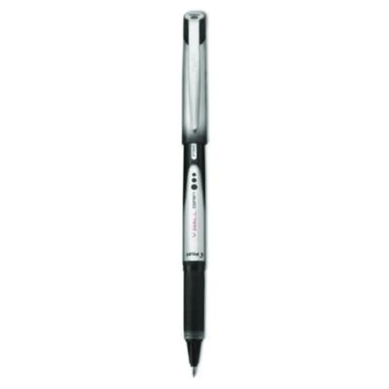 VBall Grip Liquid Ink Rollerball Pen, Stick, Fine 0.7 mm, Black Ink, Black/Silver Barrel, Dozen - Pens | Pilot