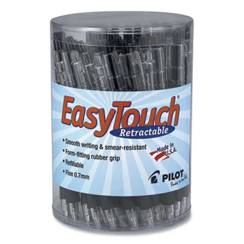 EasyTouch Ballpoint Pen, Retractable, Fine 0.7 mm, Black Ink, Clear Barrel, 36/Pack - Pens | Pilot