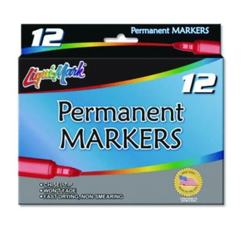 Permanent Marker, Chisel Tip, Black, Dozen - Markers | Liqui-Mark