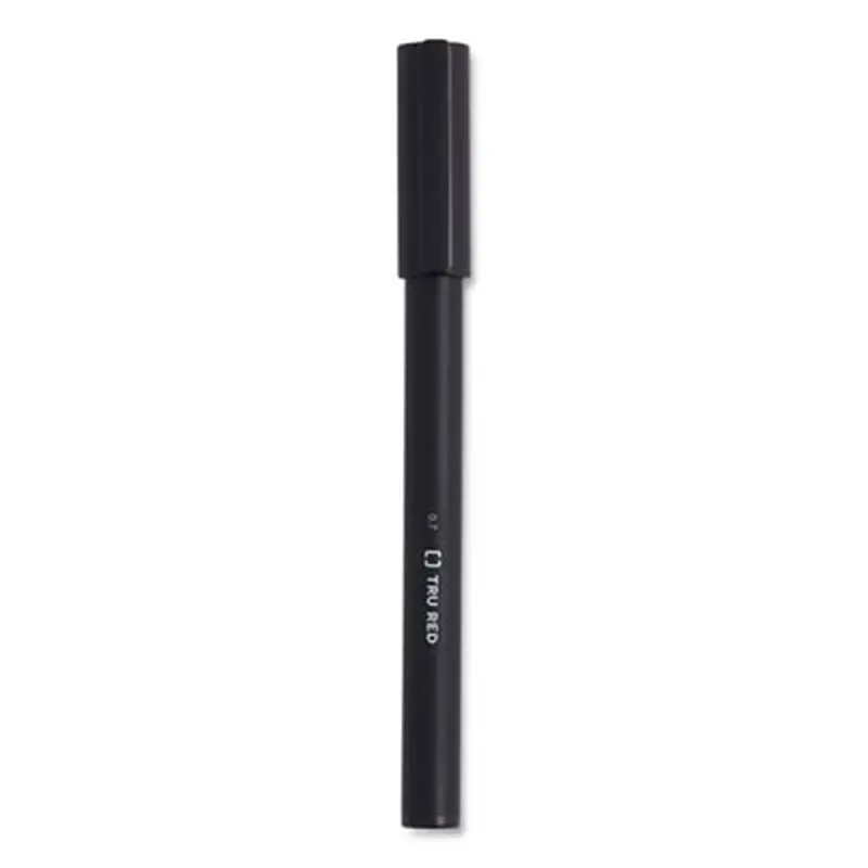 Quick Dry Gel Pen, Stick, Medium 0.7 mm, Black Ink, Black Barrel, 5/Pack - Pens | TRU RED