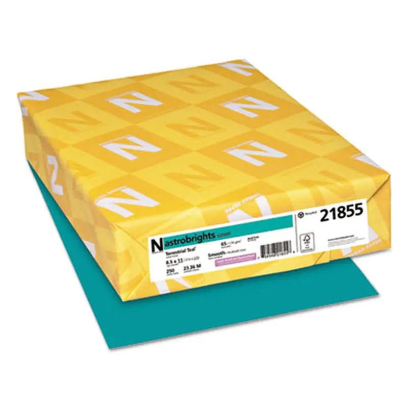 Color Cardstock, 65 lb Cover Weight, 8.5 x 11, Terrestrial Teal, 250/Pack - Art & Design Paper | Astrobrights