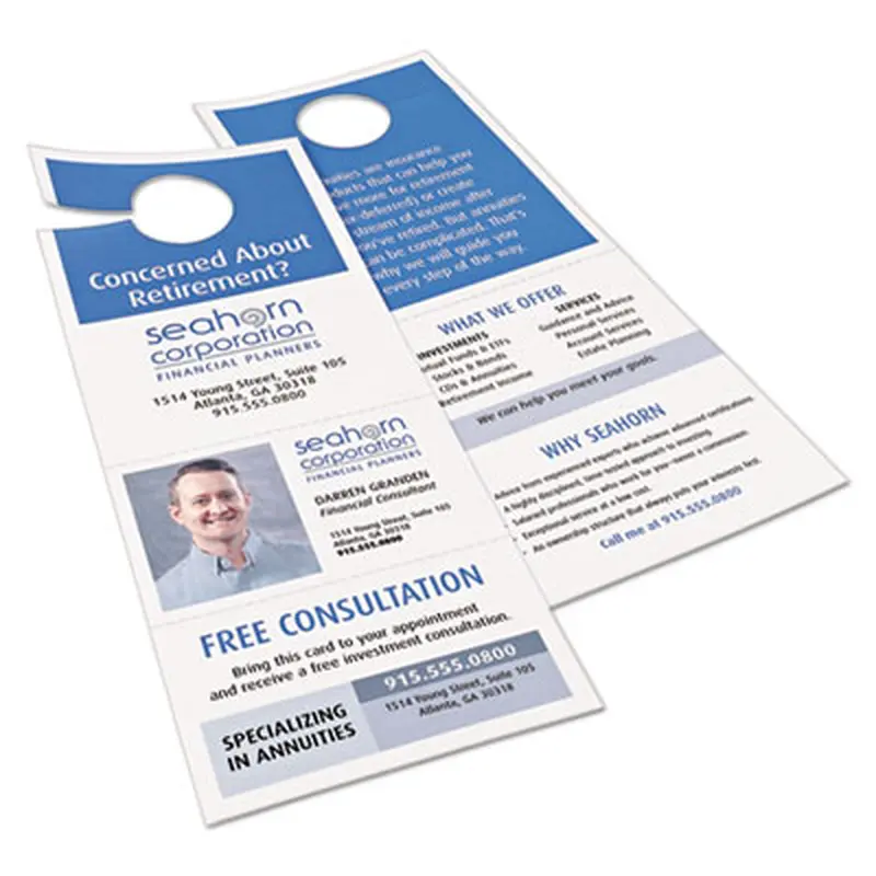 Door Hanger with Tear-Away Cards, 97 Bright, 65 lb Cover Weight, 4.25 x 11, White, 2 Hangers/Sheet, 40 Sheets/Pack - Card/Cover Stock | Avery