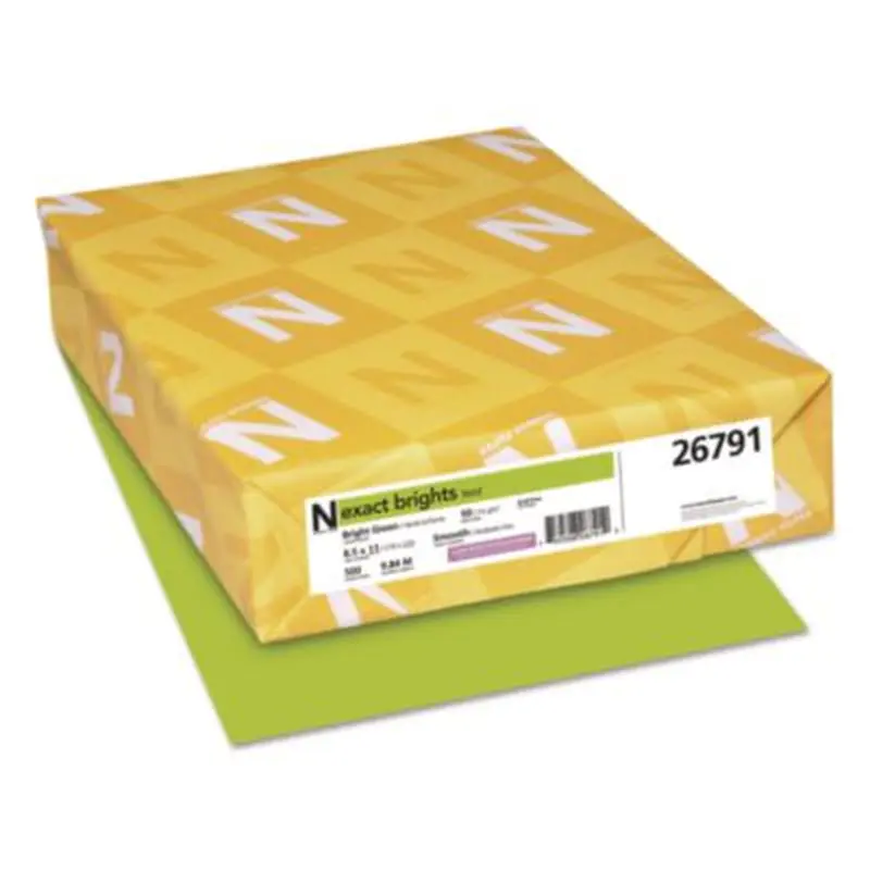 Exact Brights Paper, 20 lb Bond Weight, 8.5 x 11, Bright Green, 500/Ream - Copy Paper | Neenah Paper