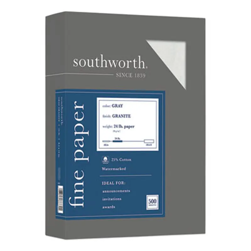 Granite Specialty Paper, 24 lb Bond Weight, 8.5 x 11, Gray, 500/Ream - Resume/Stationery Paper | Southworth