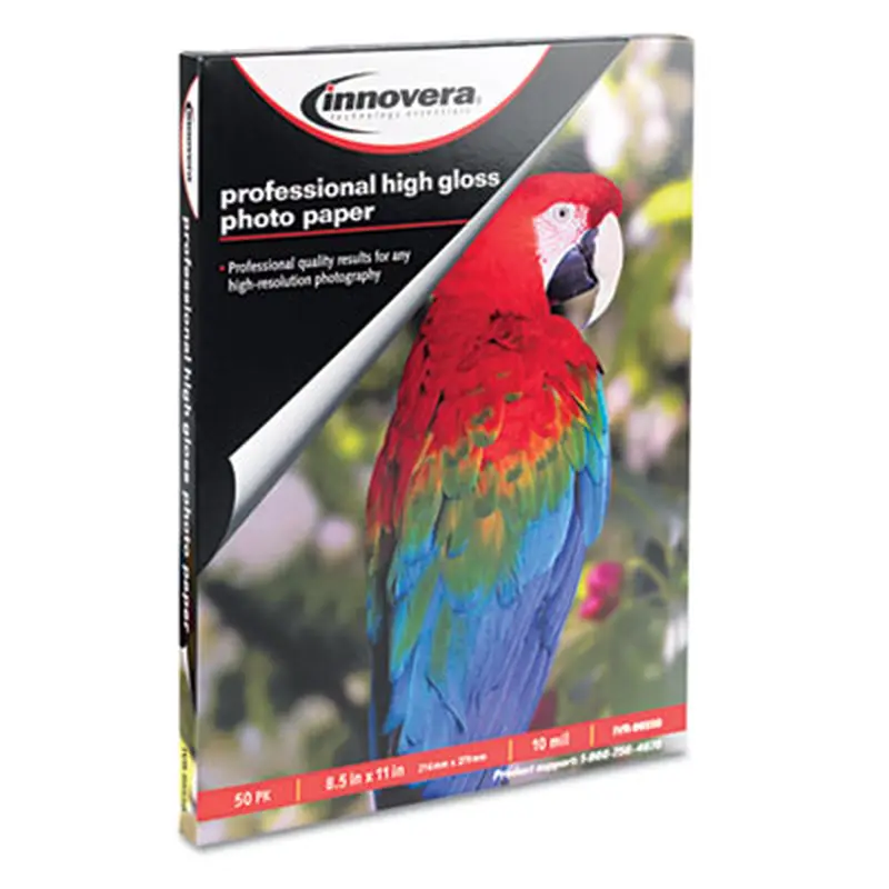 High-Gloss Photo Paper, 10 mil, 8.5 x 11, High-Gloss White, 50/Pack - Photo Print Paper | Innovera