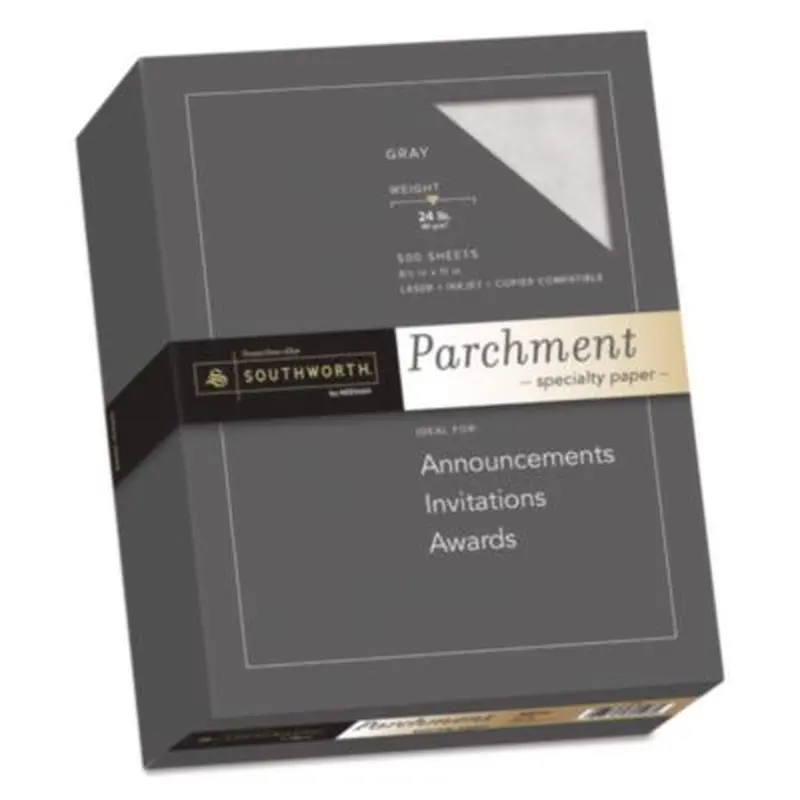 Parchment Specialty Paper, 24 lb Bond Weight, 8.5 x 11, Gray, 500/Ream - Resume/Stationery Paper | Southworth