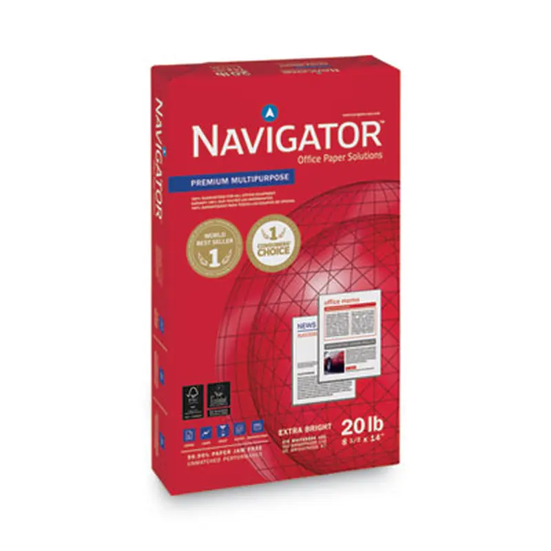 Premium Multipurpose Copy Paper, 97 Bright, 20 lb Bond Weight, 8.5 x 14, White, 500 Sheets/Ream, 10 Reams/Carton - Copy Paper | Navigator