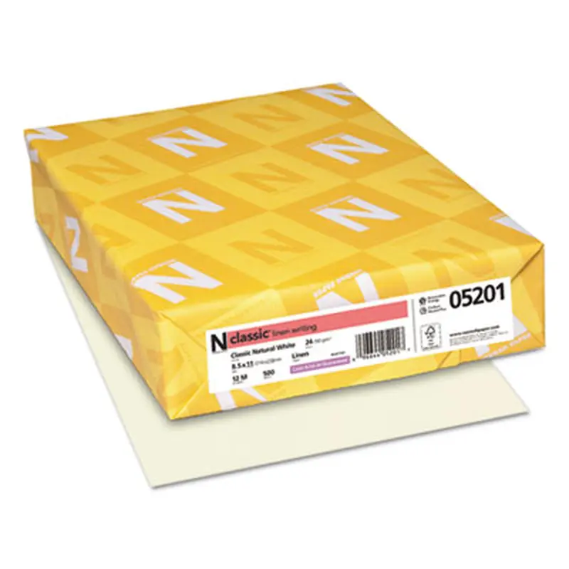 CLASSIC Linen Stationery, 24 lb Bond Weight, 8.5 x 11, Classic Natural White, 500/Ream - Resume/Stationery Paper | Neenah Paper