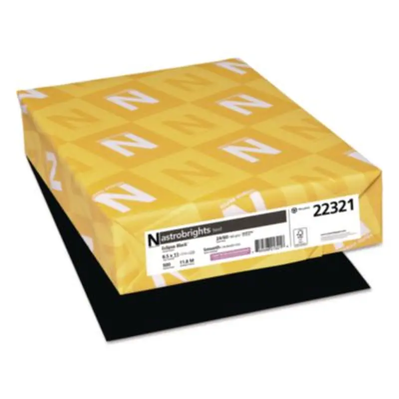 Color Paper, 24 lb Bond Weight, 8.5 x 11, Eclipse Black, 500/Ream - Copy Paper | Astrobrights