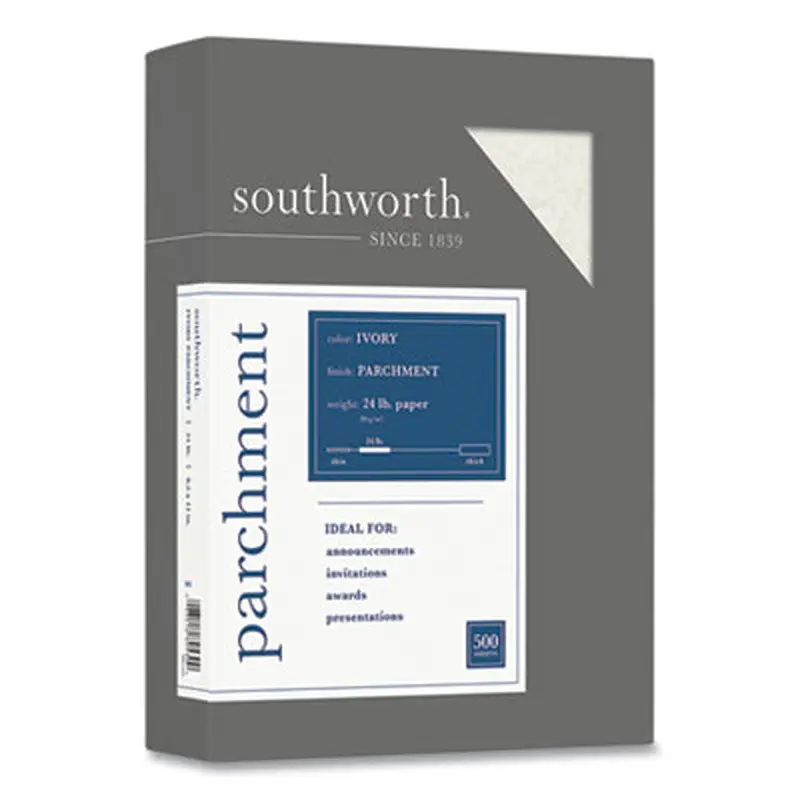 Parchment Specialty Paper, 24 lb Bond Weight, 8.5 x 11, Ivory, 500/Ream - Resume/Stationery Paper | Southworth