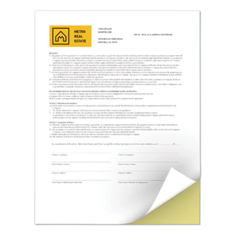 Revolution Digital Carbonless Paper, 2-Part, 8.5 x 11, Canary/White, 5,000/Carton - Computer Printout Paper | xerox