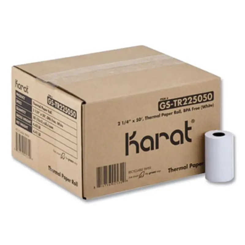 Thermal Paper Rolls, 2.25" x 50 ft, White, 50/Carton - Roll Paper | Karat