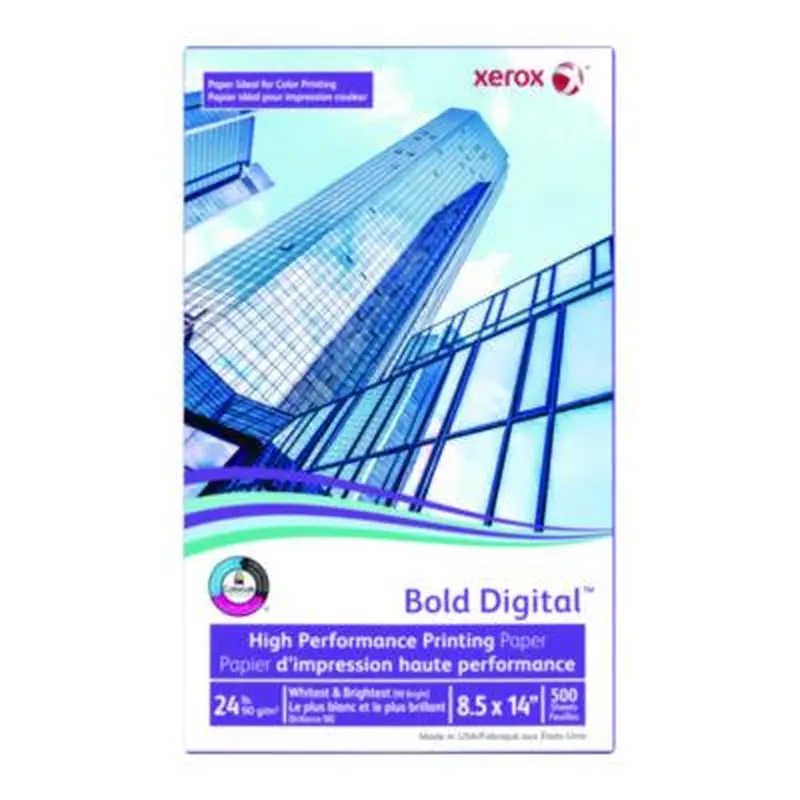 Bold Digital Printing Paper, 98 Bright, 24 lb Bond Weight, 8.5 x 14, White, 500 Sheets/Ream, 8 Reams/Carton - Copy Paper | xerox