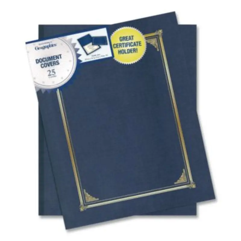 Certificate/Document Cover, 12.5 x 9.75, Metallic Blue, 6/Pack - Document Holders | Geographics