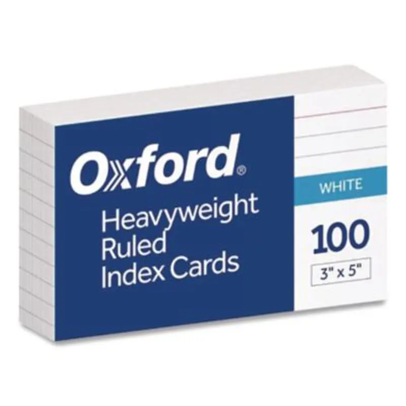 Heavyweight Ruled Index Cards, 3 x 5, White, 100/Pack - Index Cards | Oxford