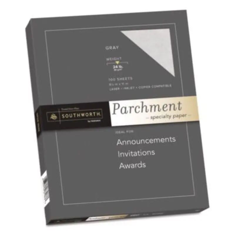Parchment Specialty Paper, 24 lb Bond Weight, 8.5 x 11, Gray, 100/Pack - Resume/Stationery Paper | Southworth
